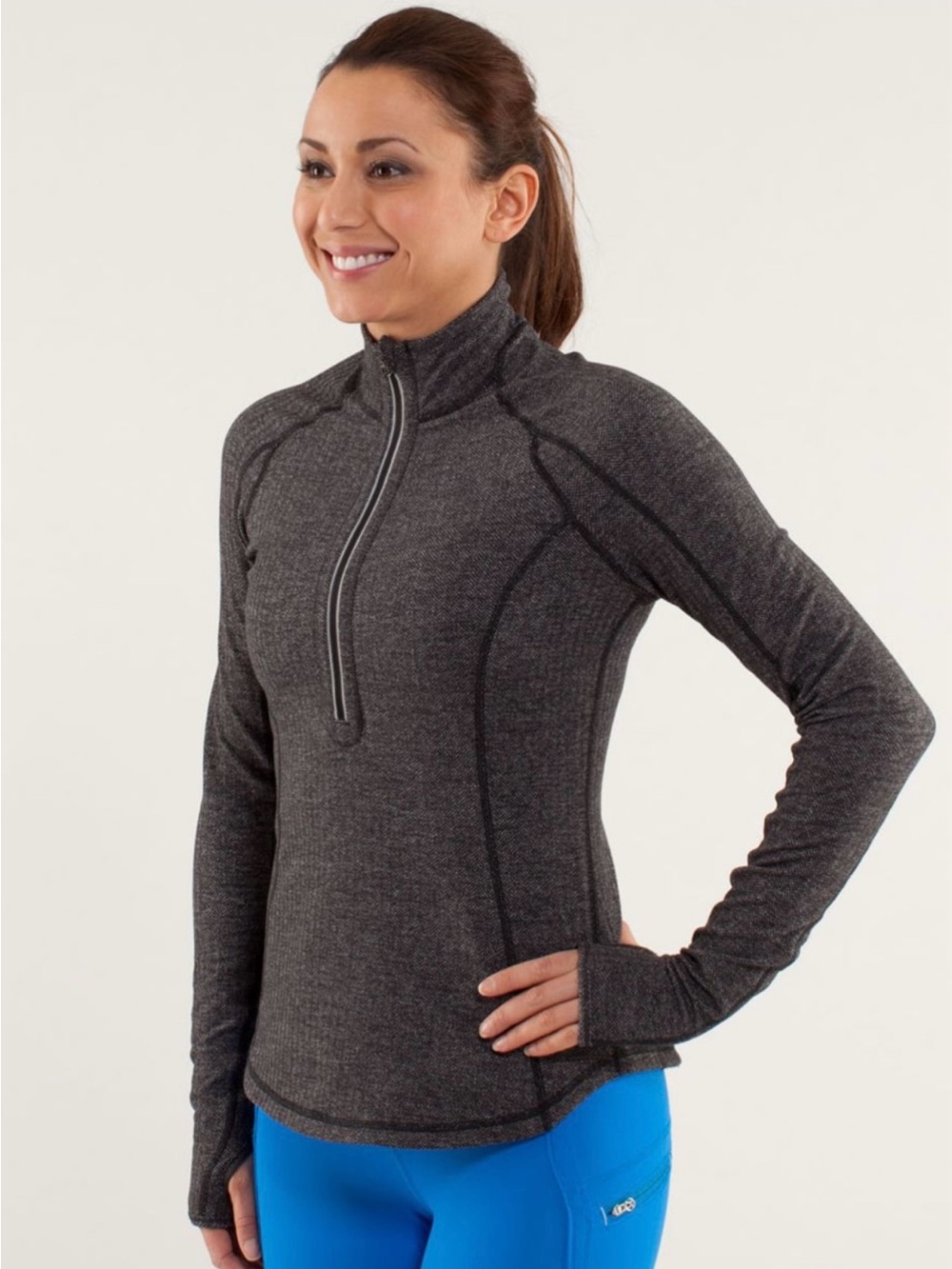 Lululemon Run U Turn Half Zip in Herringbone